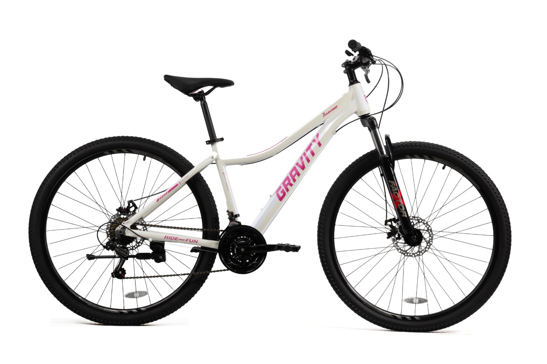 Bicicleta Gravity R29 Alum DABOM blanco y rosa