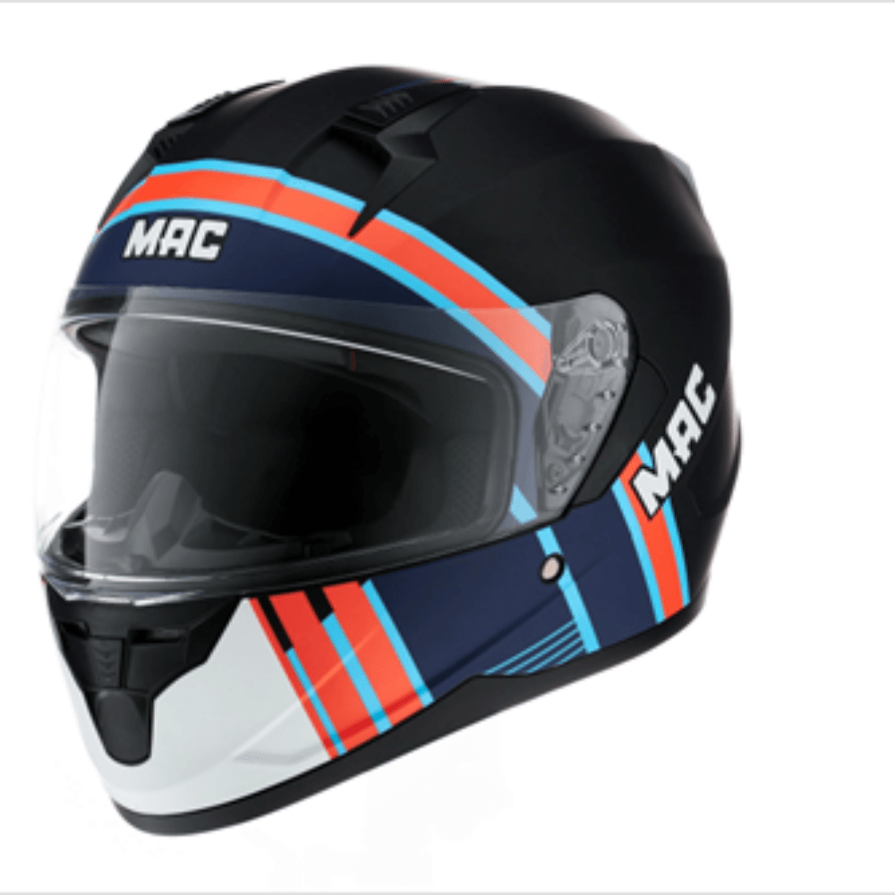 Casco moto MAC integral ffm67 bass spoon negro azul rojo mate talle M