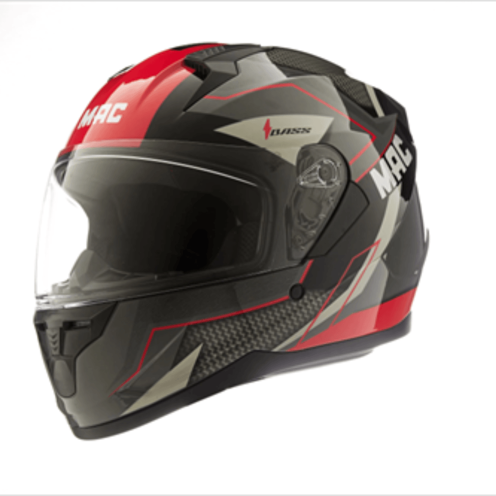 Casco moto MAC integral ffm67 bass zorska negro rojo brillante talle XXL