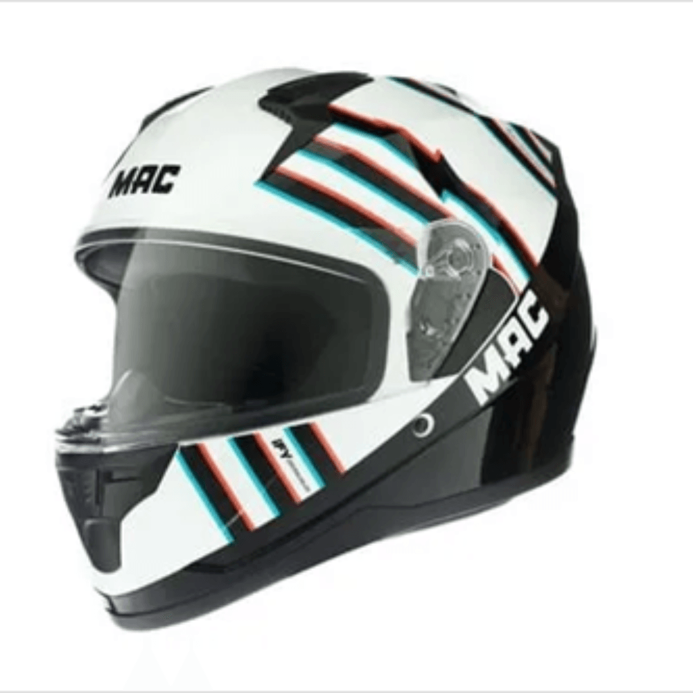 Casco moto MAC integral ffm67 bass wixper negro blanco mate talle l
