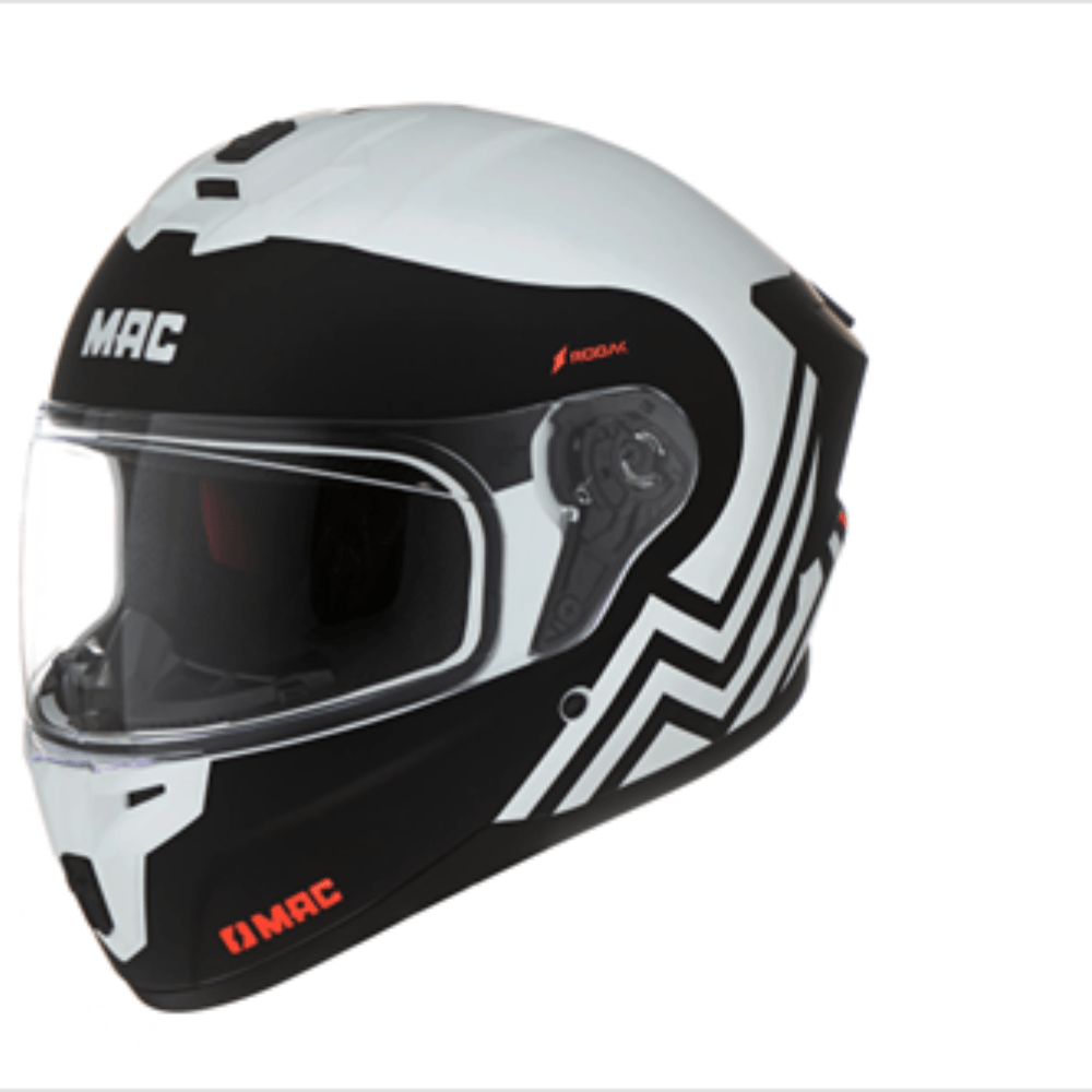 Casco moto MAC integral  ff070 volt rodak negro blanco rojo mate talle L