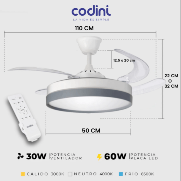 Ventilador de Techo Codini VI42B 42